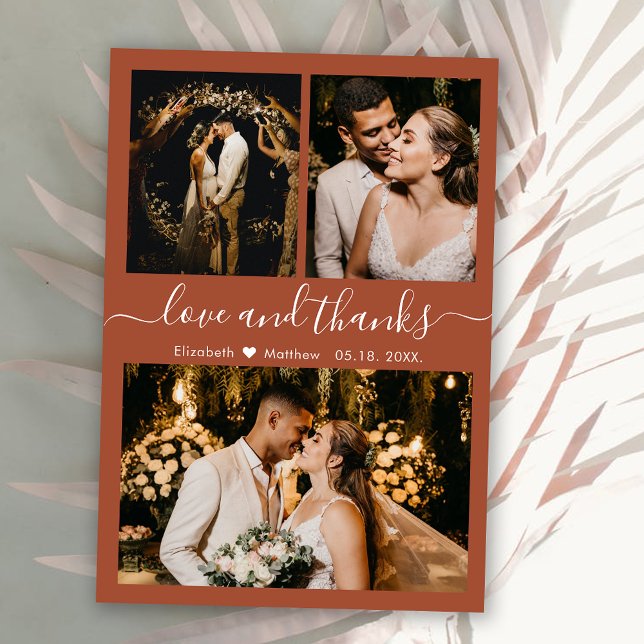 Love and Thanks Script Terracotta Wedding Thank You Card (Creator Uploaded)