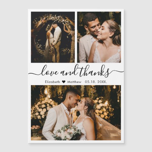 Love and Thanks Script Wedding 3 Photo Collage