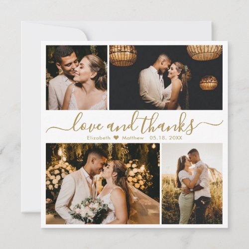 Love and Thanks Script Wedding Photo Thank You Card