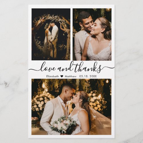 Love and Thanks Script Wedding Photo Thank You Fly Flyer