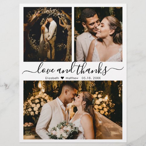 Love and Thanks Script Wedding Photo Thank You Flyer