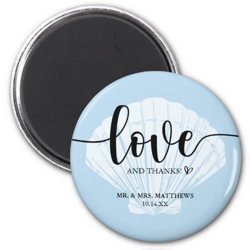 Love and Thanks Seashell Wedding Thank You Magnet