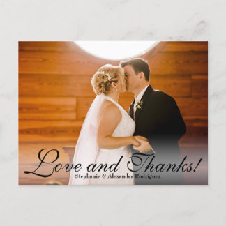 Love and Thanks Sheer Wedding Photo Thank You Card