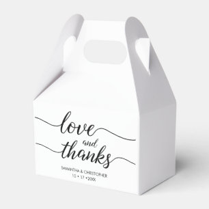 Love and Thanks Simple & Elegant Love Wedding Favor Boxes