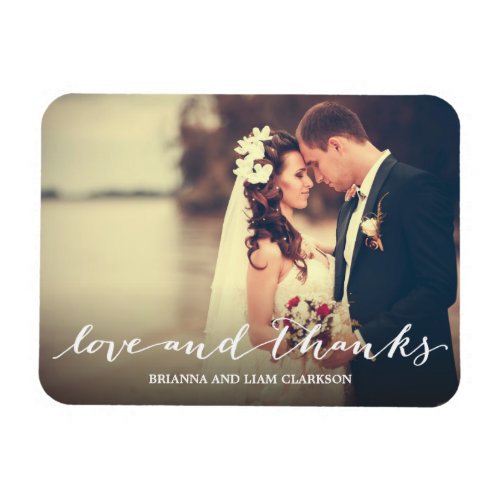 Love and Thanks Simple Script Full Bleed Photo Magnet