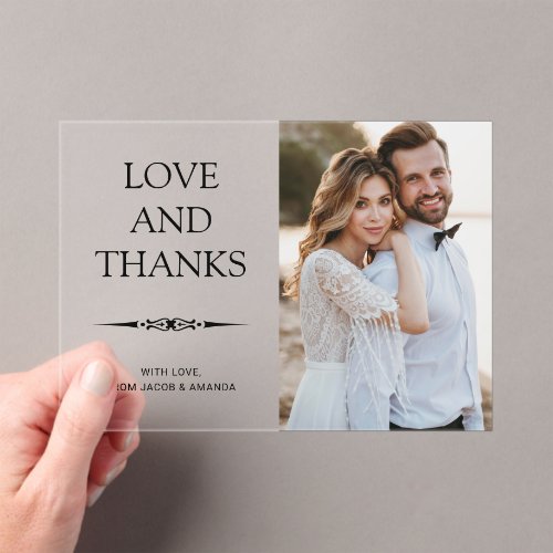 Love and Thanks Simple Wedding Photo Thank You Acrylic Invitations