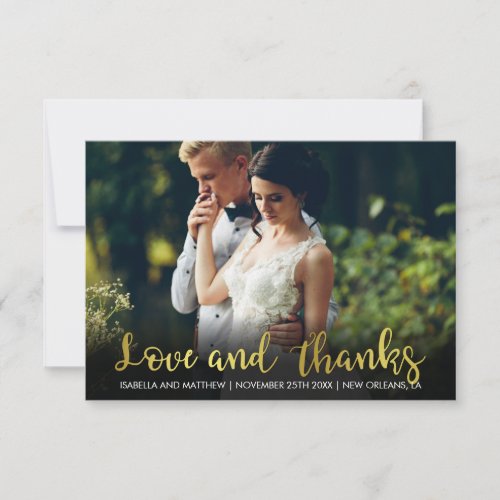Love And Thanks  Sleek Custom Photograph Thank You Card