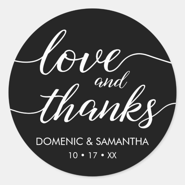 Love and Thanks Sticker • elegant script • wedding (Front)