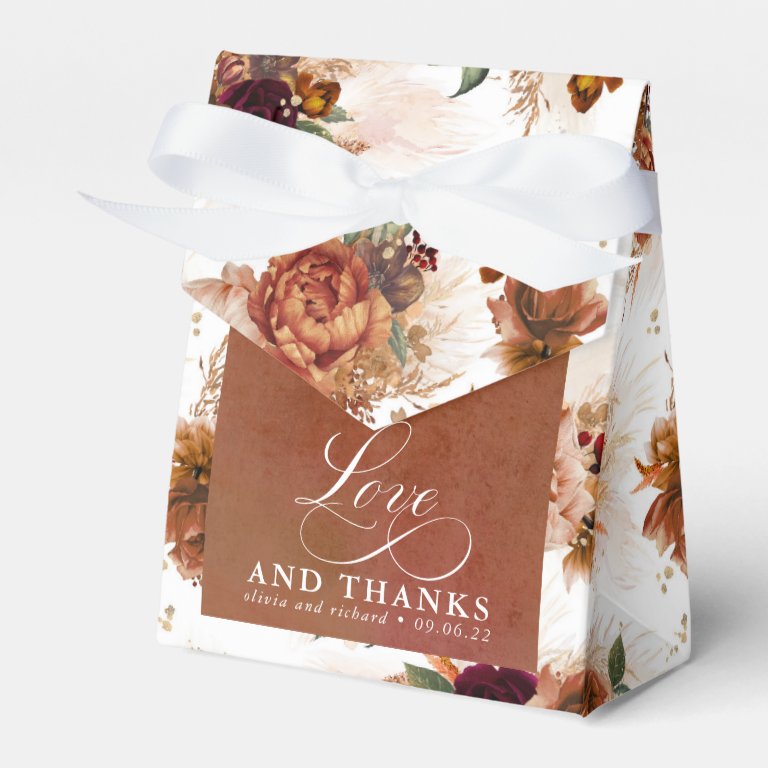 Love and Thanks Terracotta Floral Boho Favors Favor Box