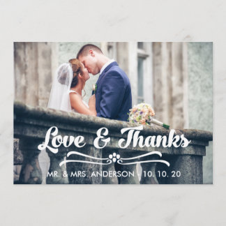 LOVE AND THANKS TYPOGRAPHY THANK YOU CARD