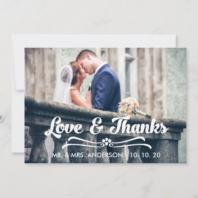 LOVE AND THANKS TYPOGRAPHY THANK YOU CARD (Front)