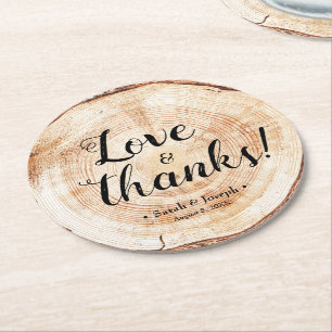 Love and thanks Unique Rustic wedding favors Round Paper Coaster