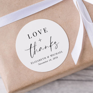 Love And Thanks Wedding Classic Round Sticker