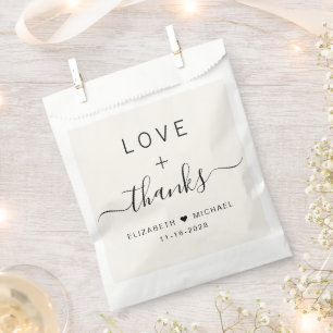 Love And Thanks Wedding Cream Favor Bag