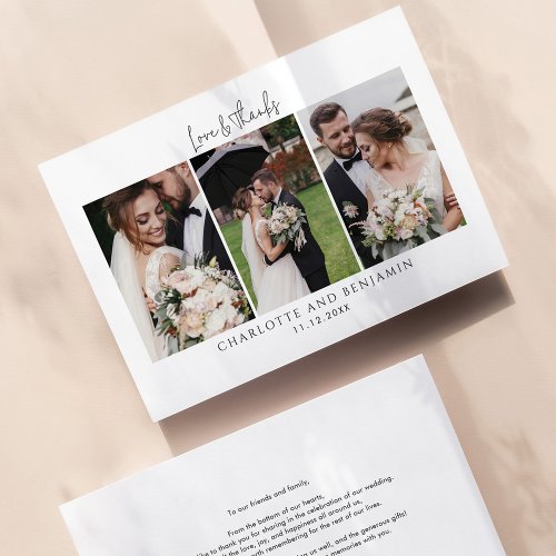 Love and thanks Wedding Day Photo Collage Note Card