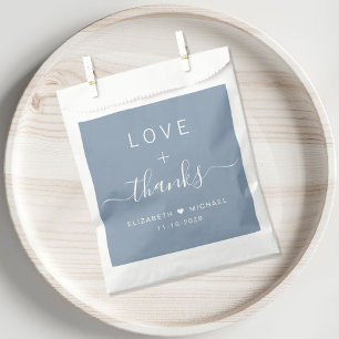 Love And Thanks Wedding Dusty Blue Favor Bag