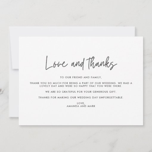 Love and Thanks Wedding Elegant Photo Collage Thank You Card | Zazzle