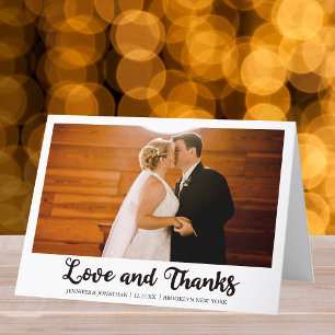 Love and Thanks Wedding Photo Chic Folded Letterpress Thank You Card