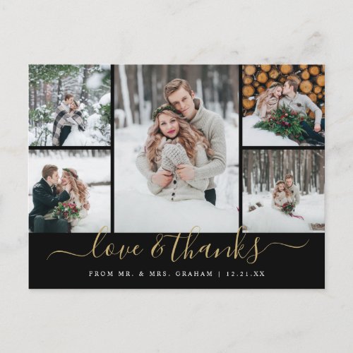 Love and Thanks Wedding Photo Collage Postcard
