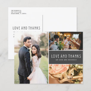 Love and Thanks Wedding Photo Collage Thank You  Postcard