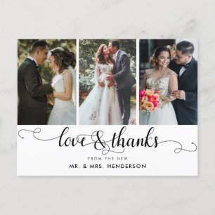 Love And Thanks Wedding Photo Collage Thank You Postcard