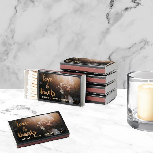 Love and Thanks Wedding Photo  Matchboxes