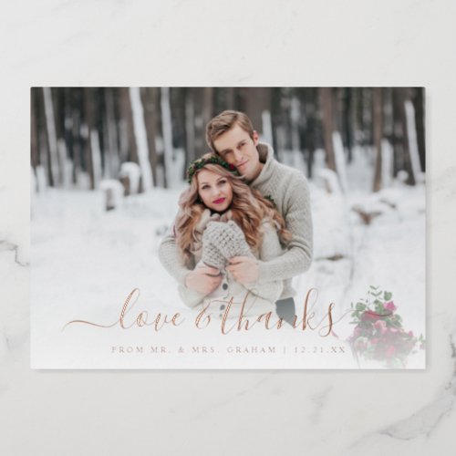 Love and Thanks Wedding Photo Overlay Foil Card