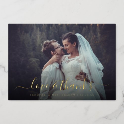 Love and Thanks Wedding Photo Overlay Foil Card