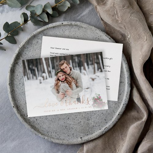 Love and Thanks Wedding Photo Overlay Foil Card