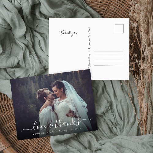 Love and Thanks Wedding Photo Overlay Postcard