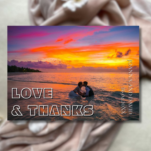 Love and Thanks Wedding Photo Terracotta Back Thank You Card (Creator Uploaded)