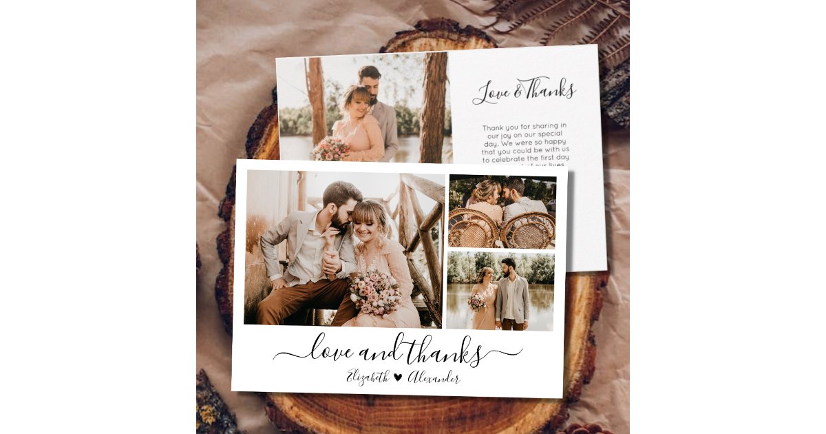 Love and Thanks Wedding Photo Thank You Card | Zazzle