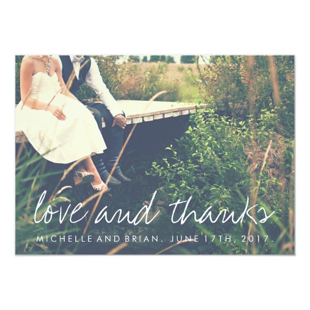 Love And Thanks Wedding Photo Thank You Card