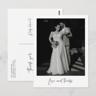 Love and Thanks Wedding Photo Thank You Postcard