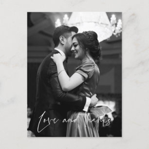 Love and Thanks Wedding Photo Thank You Postcard