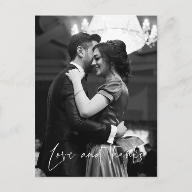 Love and Thanks Wedding Photo Thank You Postcard (Front)