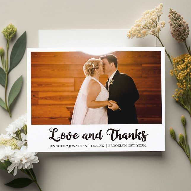 Love and Thanks Wedding Photo Thank You Postcard (Creator Uploaded)