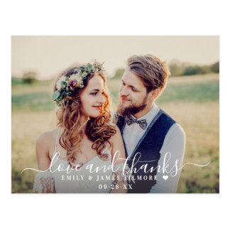 Love and Thanks | Wedding Photo Thank You Postcard