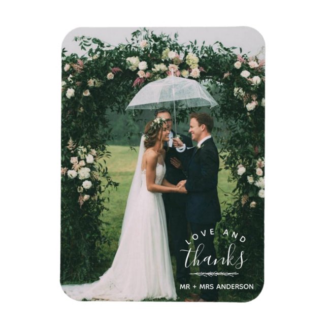 Love and Thanks Wedding Thank You Photo Magnet (Vertical)