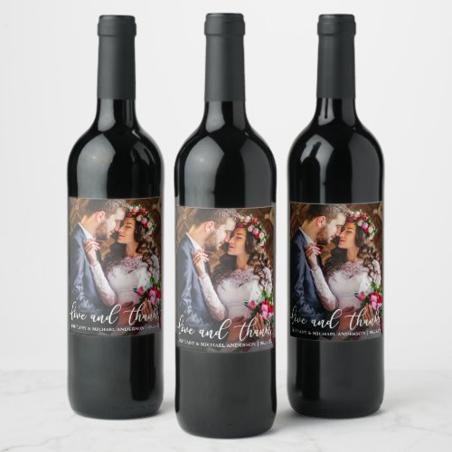 Love and Thanks Wedding Thank You Photo Wine Label