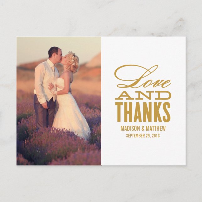 LOVE AND THANKS | WEDDING THANK YOU POST CARD (Front)