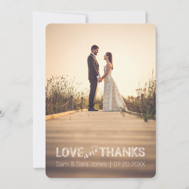 Love and Thanks | Wedding Typography Overlay | Thank You Card (Front)