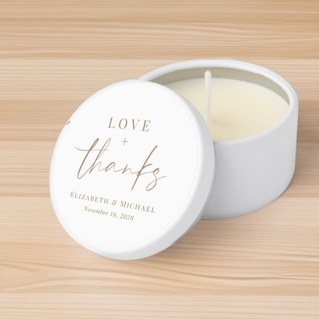 Love And Thanks White Gold Wedding Mini Candle Favors (Creator Uploaded)