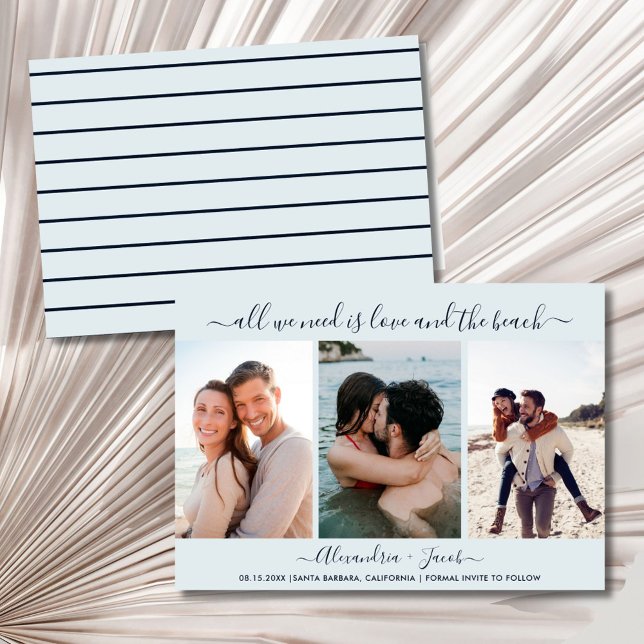 Love and the Beach 3 Photo Wedding Save the Date (Love and the Beach 3 Photo Wedding Save the Date)