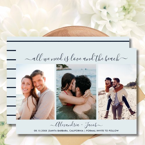 Love and the Beach 3 Photo Wedding Save the Date