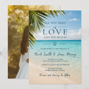 Love and The Beach Coastal Destination Wedding  Invitation