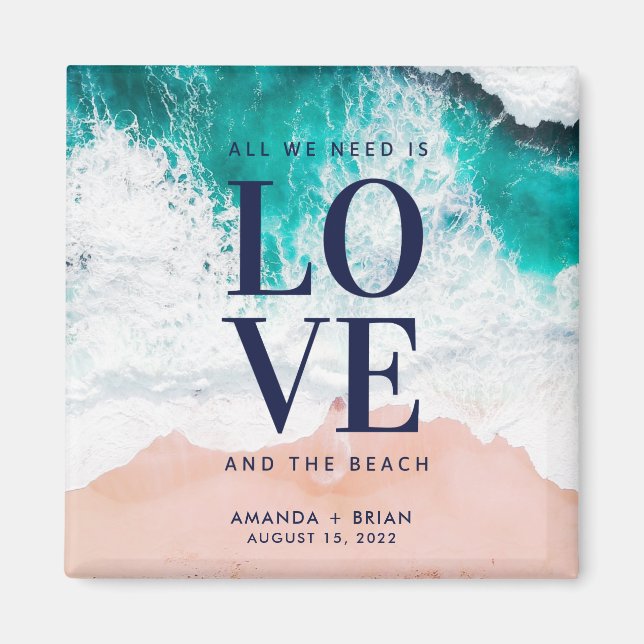 Love and the Beach Coastal Wedding Favor Magnet (Front)