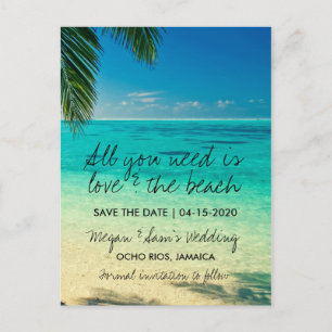 Love and the Beach Destination Save the Date Announcement Postcard