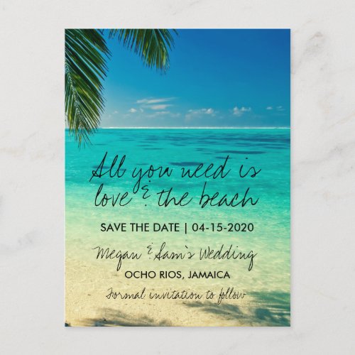Love and the Beach Destination Save the Date Announcement Postcard