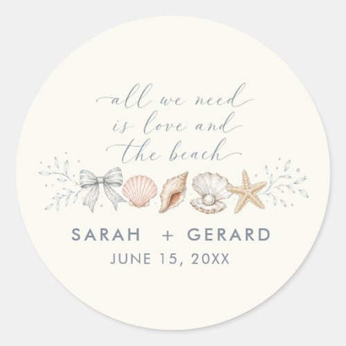Love and The Beach Destination Wedding Classic Round Sticker